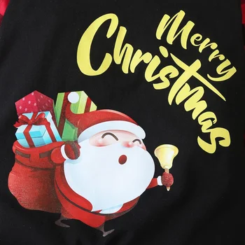 Julen Vinter Baby Boy Tøj Bomuld Brev Santa Claus Patchwork Ternet langærmet Baby Body Baby Pige Tøj 0-18M
