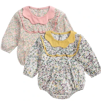 Baby Pige Tøj Tvillinger Baby Vintage Blomster Buksedragt Tøj Nyfødte Tøj Heldragt Børn Bomuld Tøj Tøj
