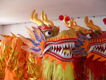 6m Længde Til 4 voksne forgyldt Kinesiske DRAGE DANS OPRINDELIGE Dragon Kinesiske Folkemusik Festival Fest Kostume