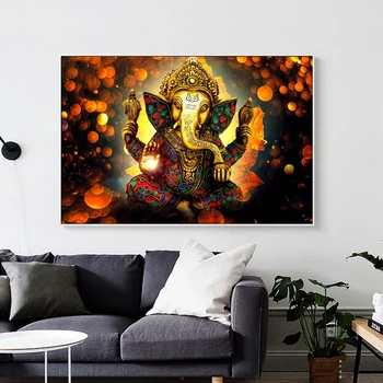 Lærred Malerier Lord Ganesha på Væggen Kunst Plakater og Prints Hinduistiske Guder Lærred Kunst Billeder Ganesh Kunst Plakater Home Decor