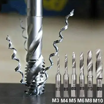M3-M10 Skrue Tryk på spiralbor HSS Vandhaner Træbearbejdning Variabel Kombination Bit High Speed Stål Titanium 1/4