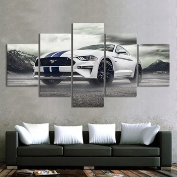 5 Stykke HD Luksus Bil Malerier Ford Mustang sportsvogn Plakat Kunst Wall Decor Malerier Drenge Soveværelse Dekoration Malerier
