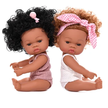 35cm Sommer Sort Babe Dukker Afrikanske Genfødt Silikone Vinyl Nyfødte Poupee Boneca Baby Soft Toy Pige Barn Todder Naturtro Baby