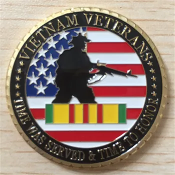 Gratis Forsendelse,Usa Militære Vietnam Veterans 24K Forgyldt Udfordring mønt
