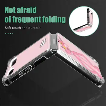 Folde etui til Samsung Z-Flip 5G Airbag Anti Falde Silikone Klar Capas Blødt TPU Telefon Caso Dækker Søde PEnk Leopard