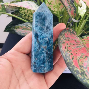 Sjælden naturlig blå apatit crystal punkt natural crystal reiki healing 70-80 MM