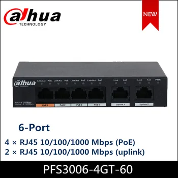 Dahua 6-Port Styrede Desktop Gigabit Switch med 4-Port PoE Switch RJ45 10/100/1000 Mbps PFS3006-4GT-60