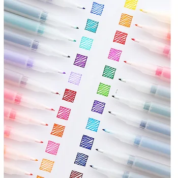 Ekstra fin spids 12/24 farve markør gel pen sæt Gennemsigtig krop Micro Vand-baseret blæk liner tegning Papirvarer Skole Kunst F581