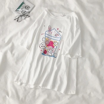 Koreanere Casual Dame Tøj Japan Style Søde Anime Tegneserie Hvid T-Shirts Harajuku Kawaii Short Sleeve Tee bedste Kvindelige T-shirt