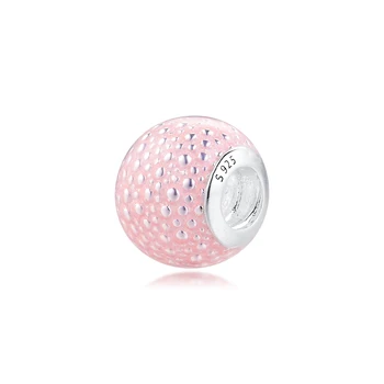 Passer Til Pandora Charms-Armbånd-Pink Fortryllelse Perler med Pink Emalje 925 Sterling-Sølv-Smykker Gratis Fragt