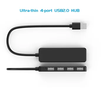 Ultra-tynde 4-port USB2.0 Hub 480Mbps Høj Hastighed Indikator 30cm USB-Hub For Multi-enhed, Computer-Bærbar computer