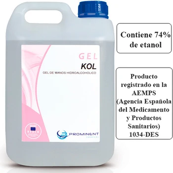 Hydroalcoholic Gel hånd desinficerende gel, 5 liter, viricidal bakteriedræbende, 74% ethanol, forener i 14476