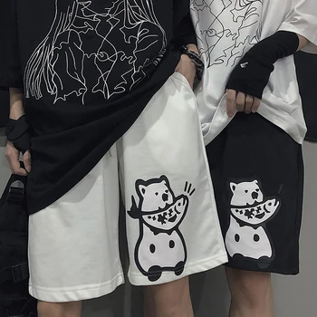 Mænd Kvinder Korte Tegnefilm Print Joggere Sweatshorts Sommeren Casual Bukser Lomme Harajuku Streetwear Shorts Koreanske Kawaii Tøj