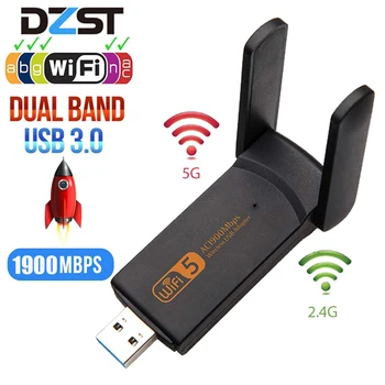 DZLST Wifi-Adapter 1900M 2,4 G 5G Dual Band Wifi USB 3.0 Gebyr Driver LAN Ethernet-1200M netkort wireless Wifi Dongle Antenne