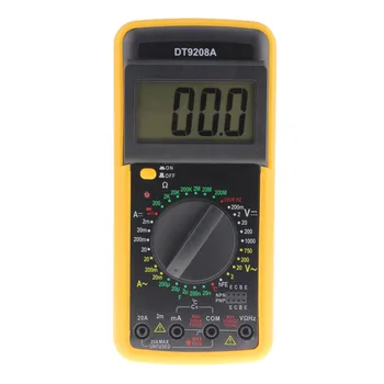 DT-9208A AC/DC Digital Multimeter Temperatur Tester Løbende Meter Tester LCD-Skærm Spænding, Amp Ohm Tester Meter Multimetro