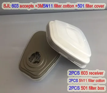 SJL 603 Tage sæde + 3M 5N11 filter bomuld +501 filter box Kombination filter 6200/7502/6800 støv PM2.5 Sod Universal filter