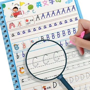 4 Bøger Genanvendelige Skrivebog For Kalligrafi Lære Alfabetet Maleri Aritmetiske Matematik Børn Håndskrift Praksis Bøger Baby Legetøj