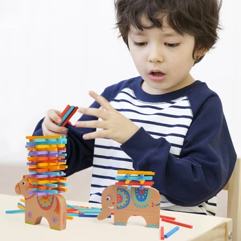 MiDee Stabling Træ-Balance Elefant&Hest Pædagogiske Matematik Legetøj for Børn at Lære at Spille Puslespil Spil Kids Gave