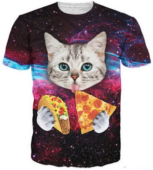 Cat T-Shirt Kat spiser pizza sommer stil kvinder mænd tøj plads galaxy Jul Kat 3d-t-shirt harajuku tshirt Dropshipping