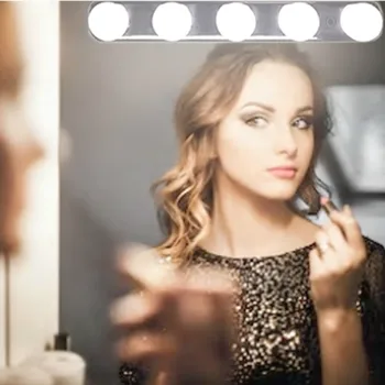 5 Pære Hollywood Led Makeup Spejl Lys Sugekop Montering Toiletbord Badeværelse Vanity Light Væg Lampe Batteridrevne