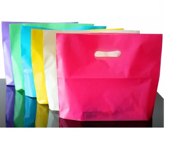 50stk Farverige Plastik indkøbsposer med Håndtag Pink Boutique Tøj Gave Emballage Pose Plastik indkøbsposer Håndtag 4 størrelser