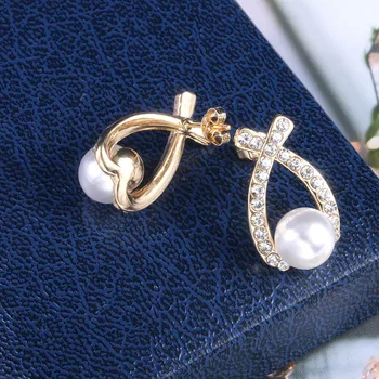 Cellacity Fine Perle Øreringe til Kvinder på Tværs af Design Sølv 925 Smykker med Perle Kvindelige Jubilæum Gave Dating Tilbehør