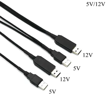 Angitu Hastighed 12V Spænding Step-Up USB-Dobbelt 3-Pin og 4-Pin PC Fan Langærmet Power Adapter Kabel - 60 cm
