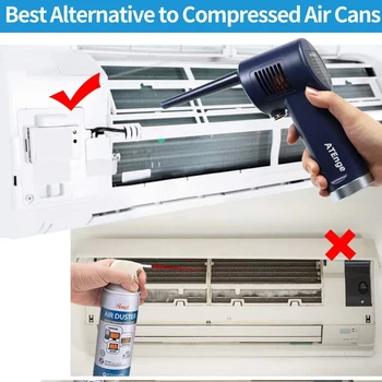 ATEnge Trådløse Air Duster for Computer Komprimeret Gas, Aircondition, Dåser,Tastatur Renere Auto，Genopladelige Air Duster Blowe