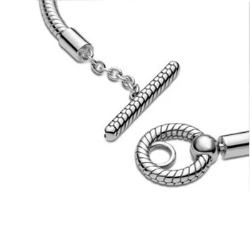 2020 Efteråret Nye 925 Sterling Sølv Armbånd Guld T-buckle Spænde Slangen Kæde Armbånd Kvinder DIY Smykker Fødselsdag Gave