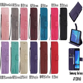Flip Læder Taske Til Samsung Galaxy J1 J3 J5 J7 2016 J120 J310 J510 J710 Relief Wallet Cover Stå Telefonen Sag