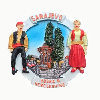 Nye Håndlavede Malet Sarajevo, Bosnien-Hercegovina 3D-køleskabsmagneter Turisme Souvenir-Køleskab Magnetiske Klistermærker Gave