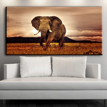 XX714 Moderne Sort / Hvid Fotografering, Kunst Afrikanske Elefant Lærred Maleri, Dekoration Gave Stue Væg Billeder Cuadros Deco -
