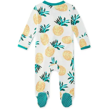 Spædbarn Baby Drenge Piger Ananas Print Pyjamas Sleeper-Footed Zip-Romper Buksedragt Baby Tøj Flerfarvet Fashionкостюм Младенца