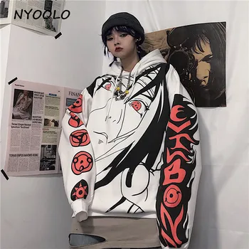NYOOLO Efterår og vinter Anime Naruto Sasuke og Itachi Lignedede Print hættetrøjer Casual tykkere varm pullover hætte sweatshirt kvinder mænd