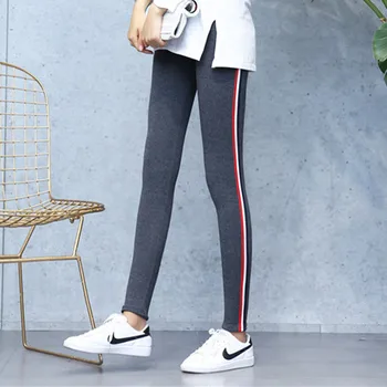 Mode Afslappet Ankel-Længde Bukser Tynde Side-Stribe Outwear Leggings Kvindelige Elastisk Talje Kvinder Blyant Bukser Plus Størrelse S-5XL