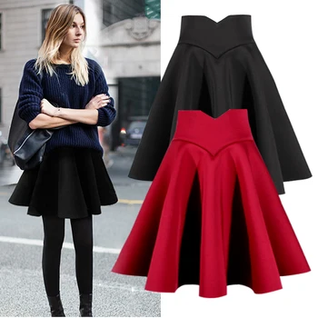 2020 sort nederdel store størrelse i kort nederdel med høj talje fluffy nederdel plisserede bløde paraply nederdel DQ879