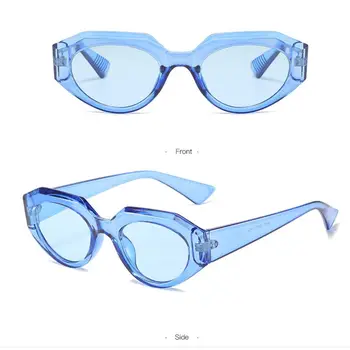 2021 Jelly Cat eye Solbriller Kvinder Mænd Nye Mode Luksus Mærke Hip Hop Polygon trimning Linse Kvindelige solbriller Briller
