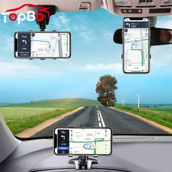 360 Graders Bil Mobiltelefon Holder Stand I Dashboard-Rear View Mirror, Parasol Baffel GPS Mount Phone Holder