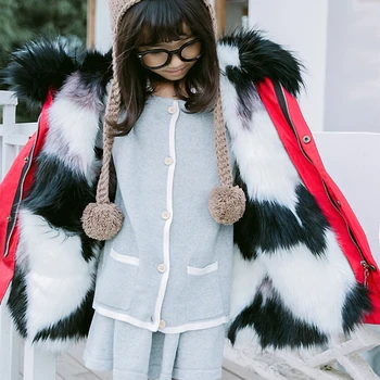 2020 Vinteren Børn Faux Ræv Pels Baby Frakke Parka Tøj til piger børnetøj Tykt Overtøj som Jakker til piger