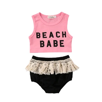 Søde Nyfødte Børn, Beach Tøj Sæt Baby Pige Afgrøde Top Kvaster Shorts Udstyr, Tøj, Sommer