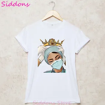 2020 Æstetiske Sygeplejersker, Læger Bære Kronen Tee shirt Kvinder Harajuku Sygeplejerske dronningens Krone Taknemmelige Hospital Hvid T-shirt Grafisk Toppe