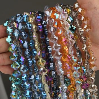 Nye ankomster 13 farver 6/8/12mmfour-blade kløver form krystal perler bulk pakning glas perler til smykkefremstilling tilbehør