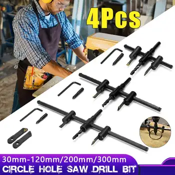 DOERSUPP DIY Justerbar 120mm/200mm/300mm Justere Træ Cirkel Hul, Så Cutter Tool Kit Sæt Cordless Drill Bit For Træbearbejdning