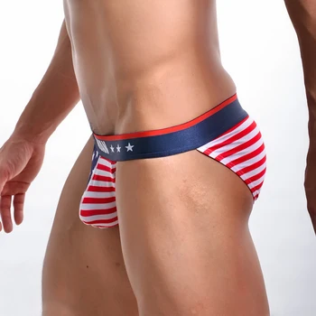 XL Størrelse USA Flag Sexede Mænd Trusser Stribet Stjerner Gay Undertøj Trykt Herre Trusse Bikini Mandlige Bule Penis Pose Trusser