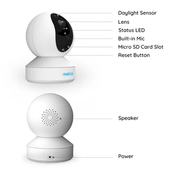 Reolink 3MP Baby Monitor indendørs ip-kamera WiFi Pan&Tilt 2-vejs audio remote access SD-kort optagelse E1*2 E1