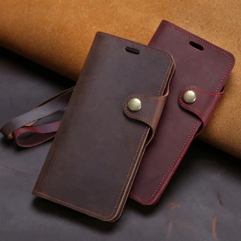 Læder Flip Phone Case For Samsung A51 A71 A10, A20 A30 A40 A50 A50S A60 A70 A5 A7 A8 Plus J3 J5 J6 J7 Crazy Horse Skin Wallet