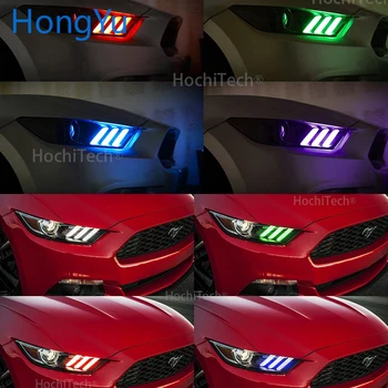Seneste Forlygte Multi-color RGB LED Angel Eyes Halo Ring Øje DRL Trådløs styring for Ford Mustang 2016 2017 Tilbehør