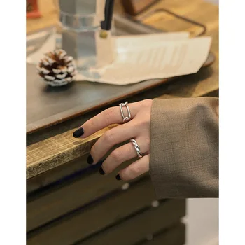 Kinel bijoux 925 Sterling Sølv Væver Lang Kæde Ring Gennembrudt af Høj Kvalitet Minimalistisk Ringe til Kvinder Elegante Smykker