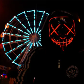 Halloween LED Maske, Udrens Masker Horror Dress Up Valget Mascara Kostume Fest med DJ Lys Op Glød Rekvisitter I Mørke Ansigt Vagt Dropship