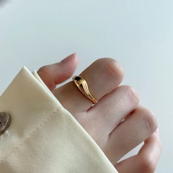 LouLeur 925 Sterling Sølv Uregelmæssige Ringe Minimalistisk Guld Par Ringe til Kvinder Mode Luksus Fine Smykker Fødselsdag Gaver